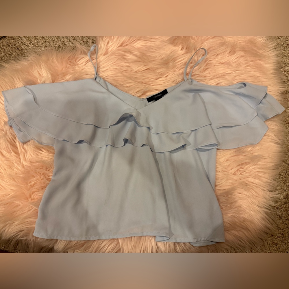 Forever 21 Sky Blue Ruffle Blouse